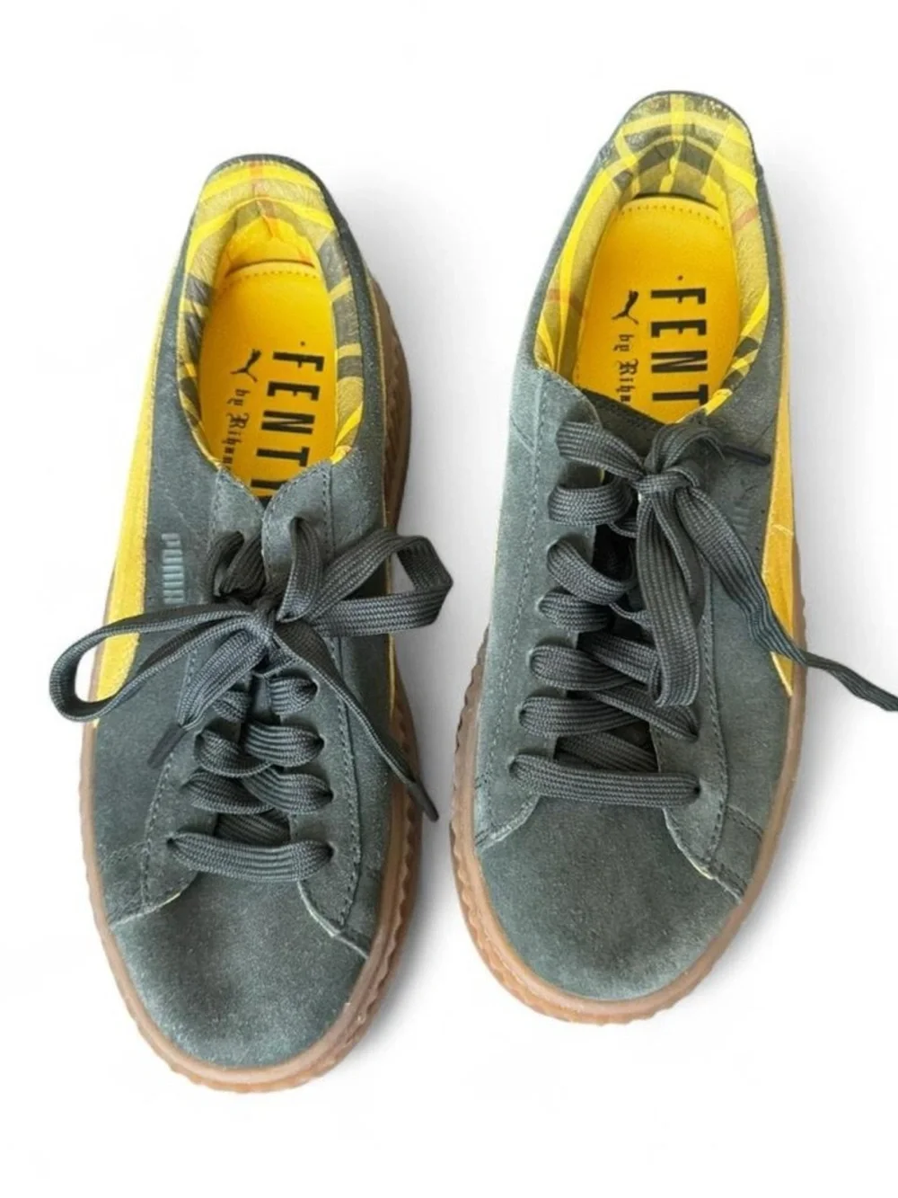 Fenty Puma by Rihanna Suede Cleated Creeper • Yellow & Grey • Women’s 7.5 • Rare